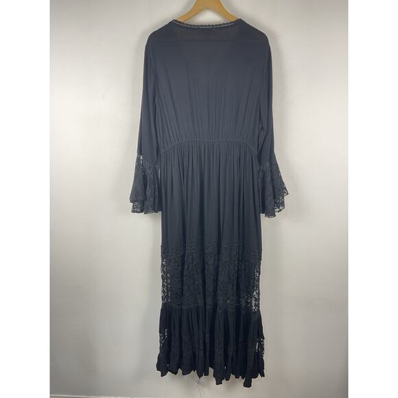 Aveology Tisha Embroidered Lace Black Maxi Dress Boho Gothic Women's Size 18 NWT - Picture 6 of 13